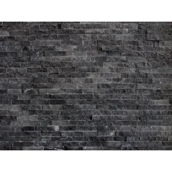 Obklad Přírodní obkladový kámen ZLÍN ČERNÝ MRAMOR strips 36x10 cm 1 m2 Černý