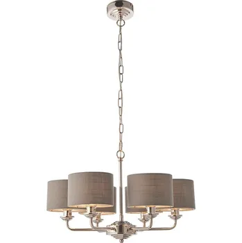 Endon 94381 - Lustr na řetězu HIGHCLERE 6xE14/28W/230V šedá/lesklý chrom