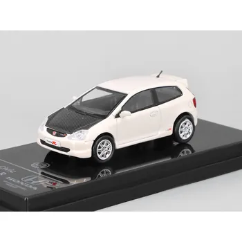 autíčko Honda Civic Type R EP3 2001 bílá s černou kapotou 1:64 - PARAGON Models Honda Civic Type R EP3 2001 - kovový model auta 1/64