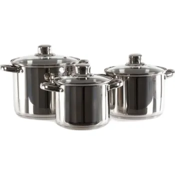 Hrnec Sada hrnců z nerezové oceli Camp4 se skleněnou poklicí - 6 dílná