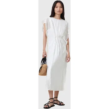 Dámské šaty Bavlněné šaty AllSaints OLA bílá barva, midi, W197DC 00X, vel. 40