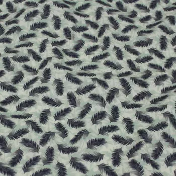 Košilovina světle zelená, drobná modrá peříčka, š.150