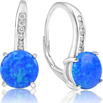 Náušnice Stříbrné náušnice s opálem a zirkony - Meucci SE436