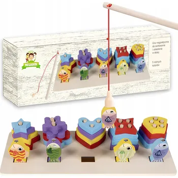 Dřevěná hračka Ekologický dřevěný dřevěná třídička plus hra RYBAŘENÍ – 2v1