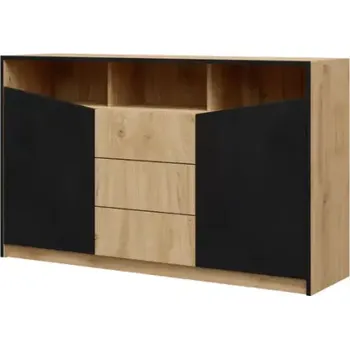 Ložnicová sestava Komoda Asim R3 dub/černá - SLEVA 3% s kodem radost25