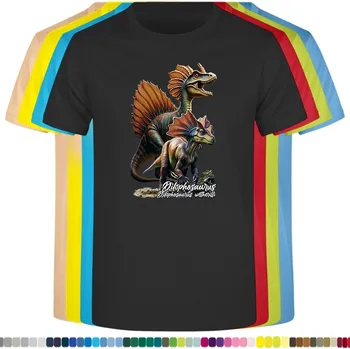 detske-levne-bavlnene-tricko-potisk-dilophosaurus Barva: Black -černá, Dětská bavlněná trička JHK: XL