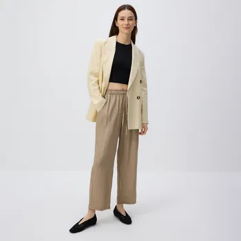 Dámské kalhoty Reserved - Viskózové kalhoty s vázáním - béžová - 1051P-08X - 1051P-08X-XS