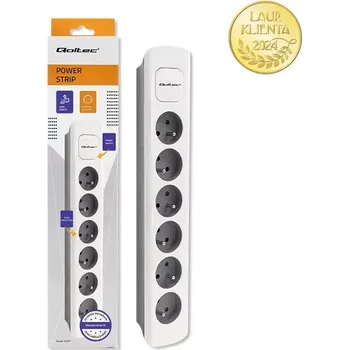 Přepěťová ochrana *Qoltec 50297 Prodlužovací kabel Qoltec | 6 zásuvek | 1,8 m | Bílá a šedá | Rychlé přepínání (Přepěťové ochrany Qoltec zajišťují spolehlivost a bezpečnost používání doma, v kanceláři a kdekoli, kde potřebujete rozšířit svůj přístup k elektřině. Za zmínku)