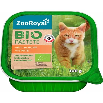 Krmivo pro kočku ZooRoyal Bio paštika bohatá na kuřecí maso s krůtím masem 16 × 100 g