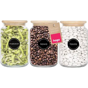 Dóza na potraviny SKLENĚNÉ NÁDOBY NA POTRAVINY S DŘEVĚNÝM VÍKEM PRO SYPKÉ PRODUKTY 880ml 3ks