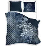 POŚCIEL KPL.140X200+70X90 PURE SATEEN MANDALA 001 GRANATOWY SATYNA BAW.