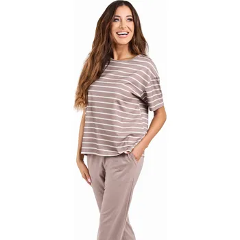 Dámské pyžamo Dámské pyžamo ITALIAN FASHION BETTY kr.dl. cappuccino/cappuccino S 0