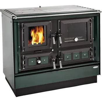 Krbová kamna KVS MORAVIA VSP 9112 KLAUDIE s výměníkem sporák na tuhá paliva 11,4kW, s troubou, pravý zelený/chrom
