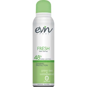 Evin Deo Spray Fresh Protection Green Tea & SandalWood 150 Ml 48h 0% alk. - Deodorant ve spreji Zelený čaj & Santalové dřevo
