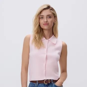 Dámský svetr Reserved - Vesta s límečkem - růžová - 927FG-30X - 927FG-30X-L