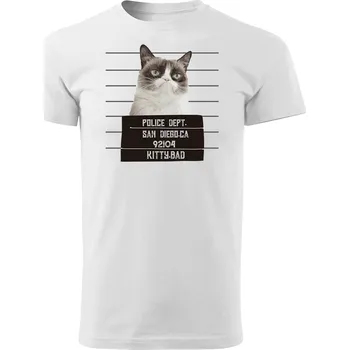 Pánské tričko Grooters Tričko pro milovníky koček - Kitty bad Barva: Bílá, Velikost: XL