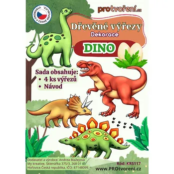 kreativní sada Tvořivá sada, dřevěné výřezy, DINO, 12x18 cm