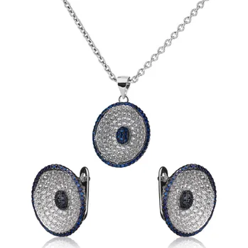 Souprava šperků Stříbrná sada náušnic a náhrdelníku zdobená safírem a zirkony- Meucci SS294N - Meucci SS294S