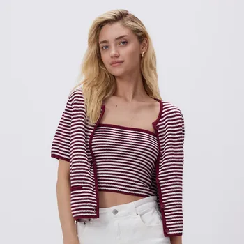 Dámské tričko Reserved - Žerzejový crop top - vícebarevná - ZQ667-MLC - ZQ667-MLC-L
