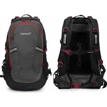 Městský batoh POHODLNÝ, PROSTORNÝ ŠKOLNÍ BATOH CAMPUS HORTON | 45 L | ŠEDO-ČERVENÝ