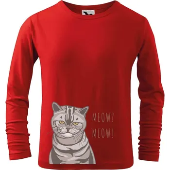Dětská móda DOBRÝ TRIKO Dětské triko s potiskem Naštvaná kočka Velikost: 146/10 let, Barva: Červená