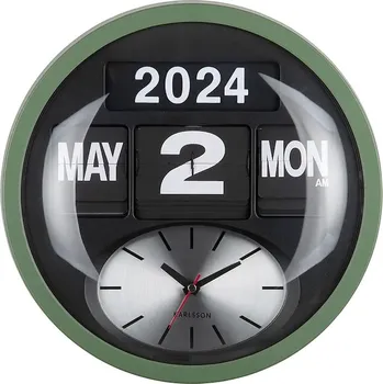 Nástěnné hodiny Karlsson Round Flip KA6030GR zelená 77X