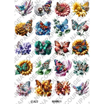 Umělecký papír Rýžový a soft papír na decoupage - Motýli - KB0923 Materiál: Soft, Rozměr: A4