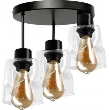 Svítidlo Berge Skleněná stropní lampa LED 3xE27 rolovaná čtvercová průhledná