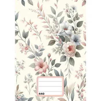 sešit 440, A4, 40 listů, bez linek, motiv květiny