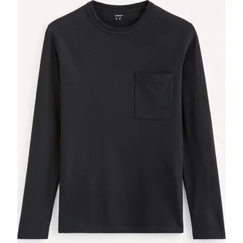 Pánské oblečení Celio Tričko Veboxml s dlouhým rukávem 1101078 Černá S