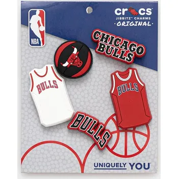 Chlapecké sandály Připínačky na obuv Crocs JIBBITZ NBA Chicago Bulls 5-pack 10011280 červená 33X, vel. ONE SIZE