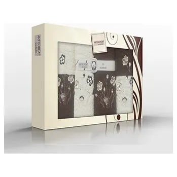 Sprchový závěs RĘCZNIK KPL. ARTI 6 SZT. /2X30X50/2X50X100/2X70X140/ FROTTE HAFT KREM/LILLA 400G.