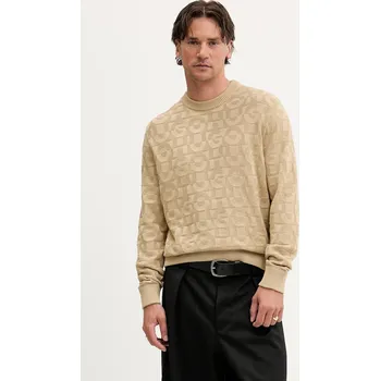 Pánský svetr Bavlněný svetr HUGO Splittum pánský, zelená barva, 50543785 19X, vel. M