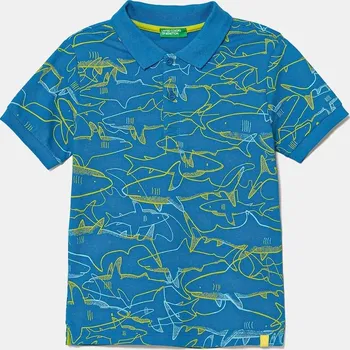 Dětská bavlněná polokošile United Colors of Benetton 36Y4G300Y.P.Seasonal modrá 55X, vel. 104
