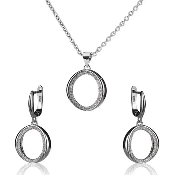 Souprava šperků Stříbrná sada náušnic a náhrdelníku se zirkony - Meucci SS296S