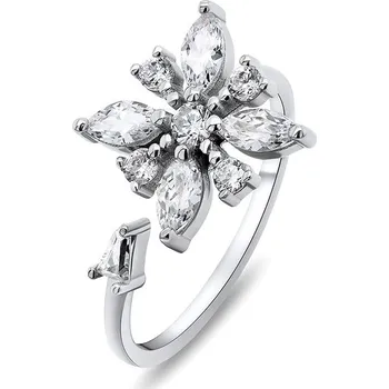 Prsten Brilio Silver stříbrný otevřený prsten Květina RI039W (Ag 925/1000, 1,99 g)