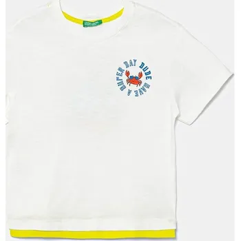Chlapecké tričko Dětské bavlněné tričko United Colors of Benetton bílá barva, s potiskem, 3SLUG10JF 3SLUG10JF.P.Seasonal 00X, vel. 98