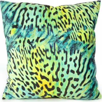 Povlak na polštářek Povlak na polštář panterka žlutá tyrkysová velurová 45x45 dekorativní hladký do obýváku
