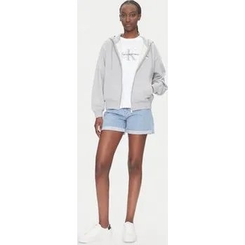 Dámská móda Calvin Klein Jeans Mikina Monologo LV047B270G Šedá Regular Fit XS