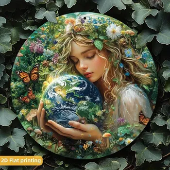 Plechová cedule BAF Kovová kulatá cedule Matka země. Průměr 20 cm