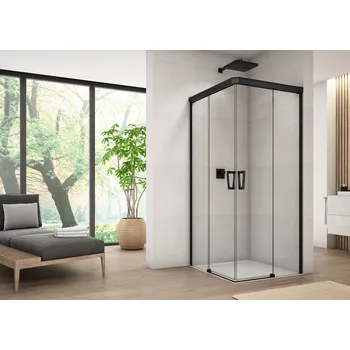 Ronal CADURA CAE2 G+D sprchový kout čtvercový 90x90 cm Profil: Černá, Sklo: Hladké čiré, Rozměr: 90x90 cm