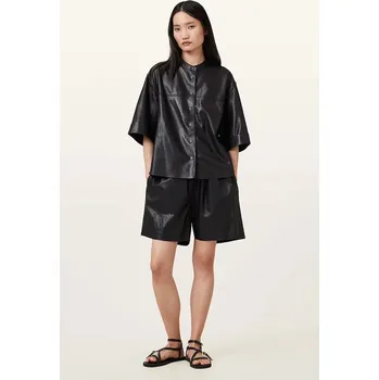 Dámské kraťasy Kožené šortky AllSaints ARLA dámské, černá barva, high waist, W059TC 99X, vel. 36