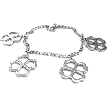 Náramek Steel Jewelry Náramek s přívěsky čtyřlístek z chirurgické oceli NR111018 dárkové balení zdarma