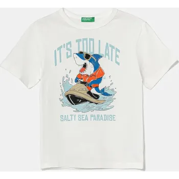 Chlapecké tričko Dětské bavlněné tričko United Colors of Benetton béžová barva, s potiskem, 3I1XG10JM 3I1XG10JM.P.Seasonal 00A, vel. 104