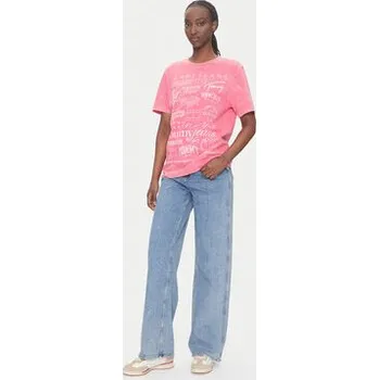 Pánské tričko Tommy Jeans T-Shirt Multi Brand DW0DW20923 Růžová Relaxed Fit S