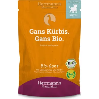 Krmivo pro kočku Herrmann's Kapsička pro kočky - Husí maso s dýní (Bio) - 100 g Váha: 100 g