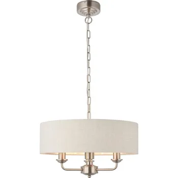 Endon 94361 - Lustr na řetězu HIGHCLERE 3xE14/40W/230V béžová/matný chrom