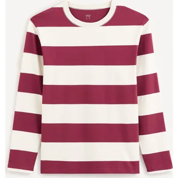 Pánské oblečení Celio Pruhované tričko Fecond 1133803 Červená S