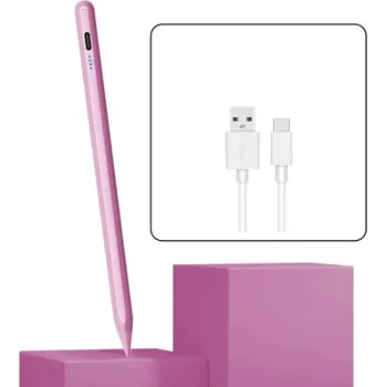 Dotyková pera pro Android a iOS s dotykovým zapínáním, magnetickým uchycením a LED indikátorem stavu baterie růžová