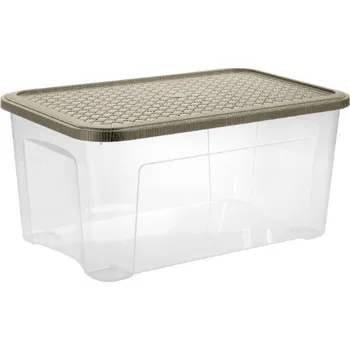 Úložný box Tontarelli Box ARIANNA 43L s víkem ,transparent/šedohnědá 8034182A75 8034182A75